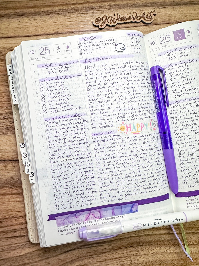 Purple or Black Hobonichi Daily Spread