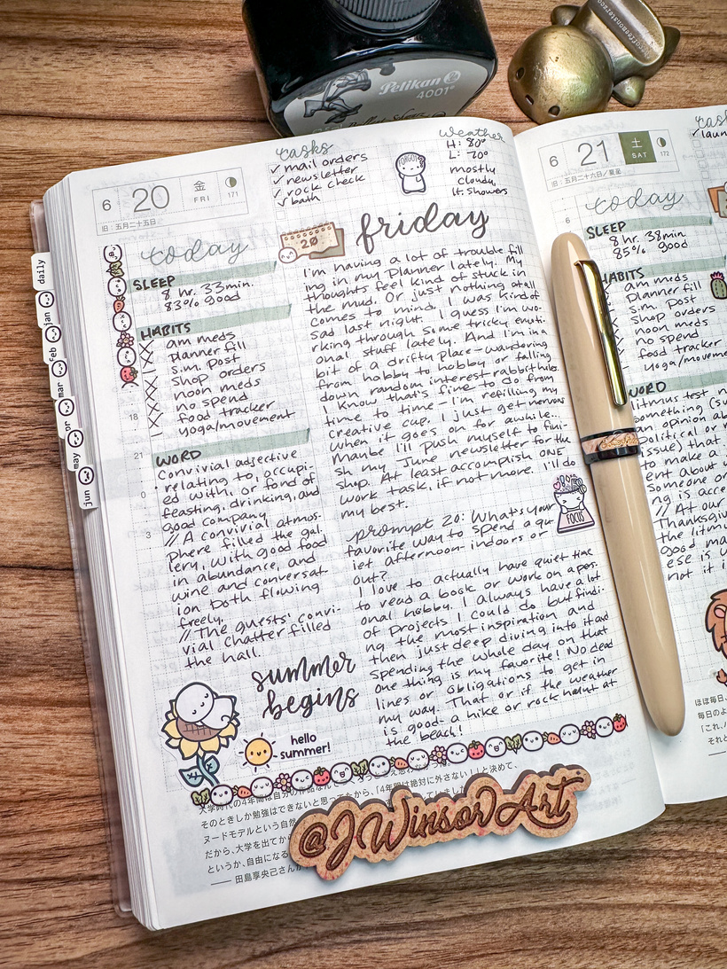 June Down Days and A Summer Sale Hobonichi Daily Journal Spreads