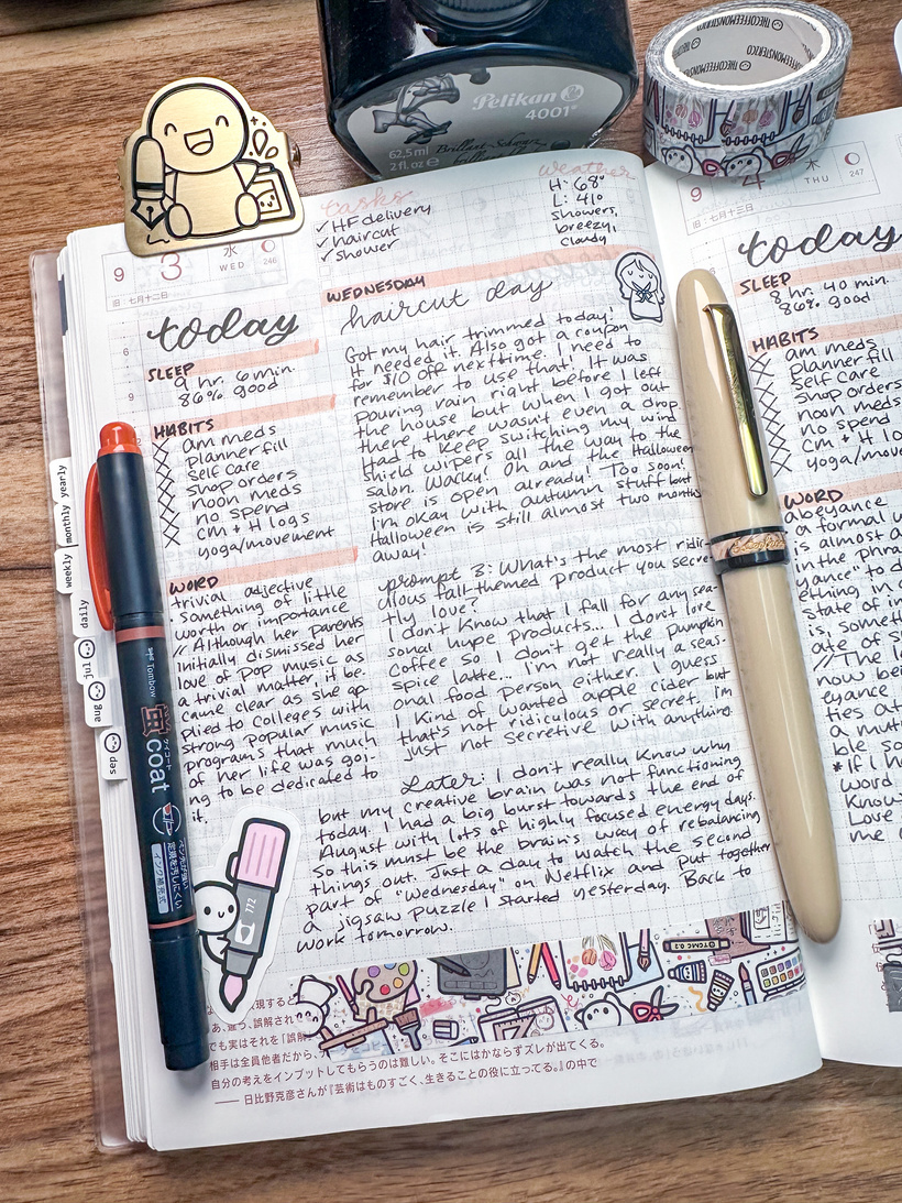 Thanksgiving Stickers and Hobonichi Daily Planner Spread