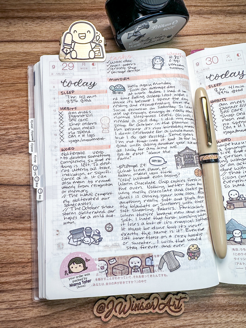Goodbye September Daily Hobonichi Planner Spread